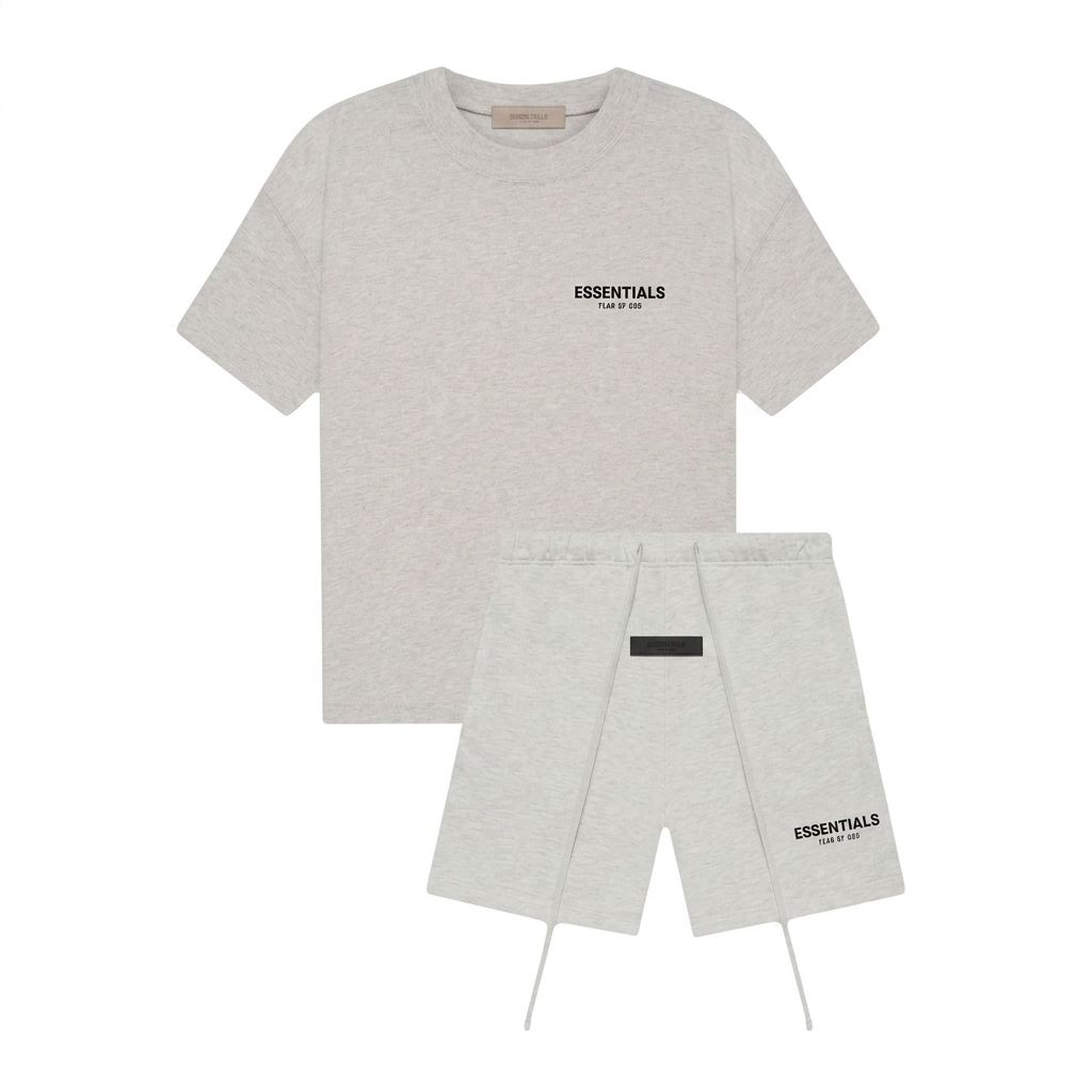 FEAR OF GOD ESSENTIALS SS22 'LIGHT OATMEAL' SHORT SET